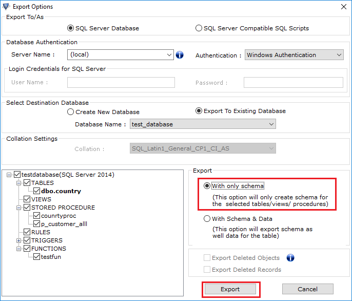 export button